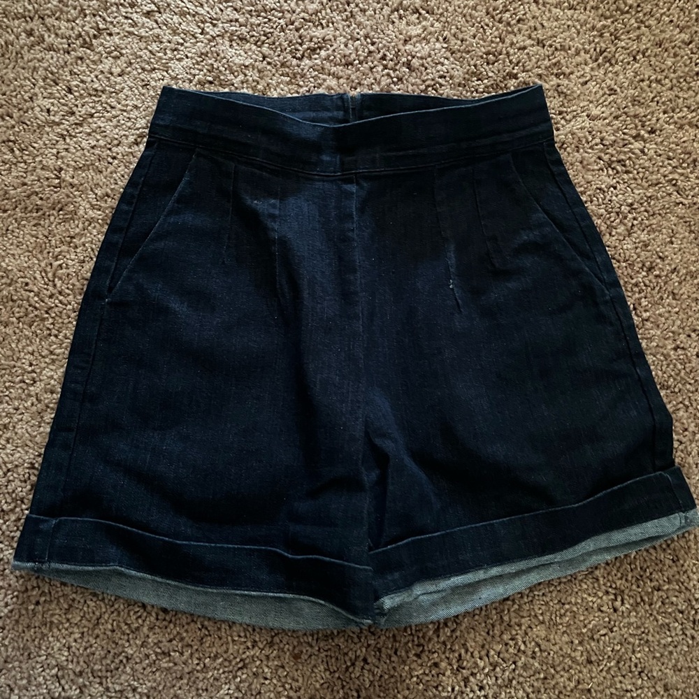 Navy Denim high waisted Women's Shorts
